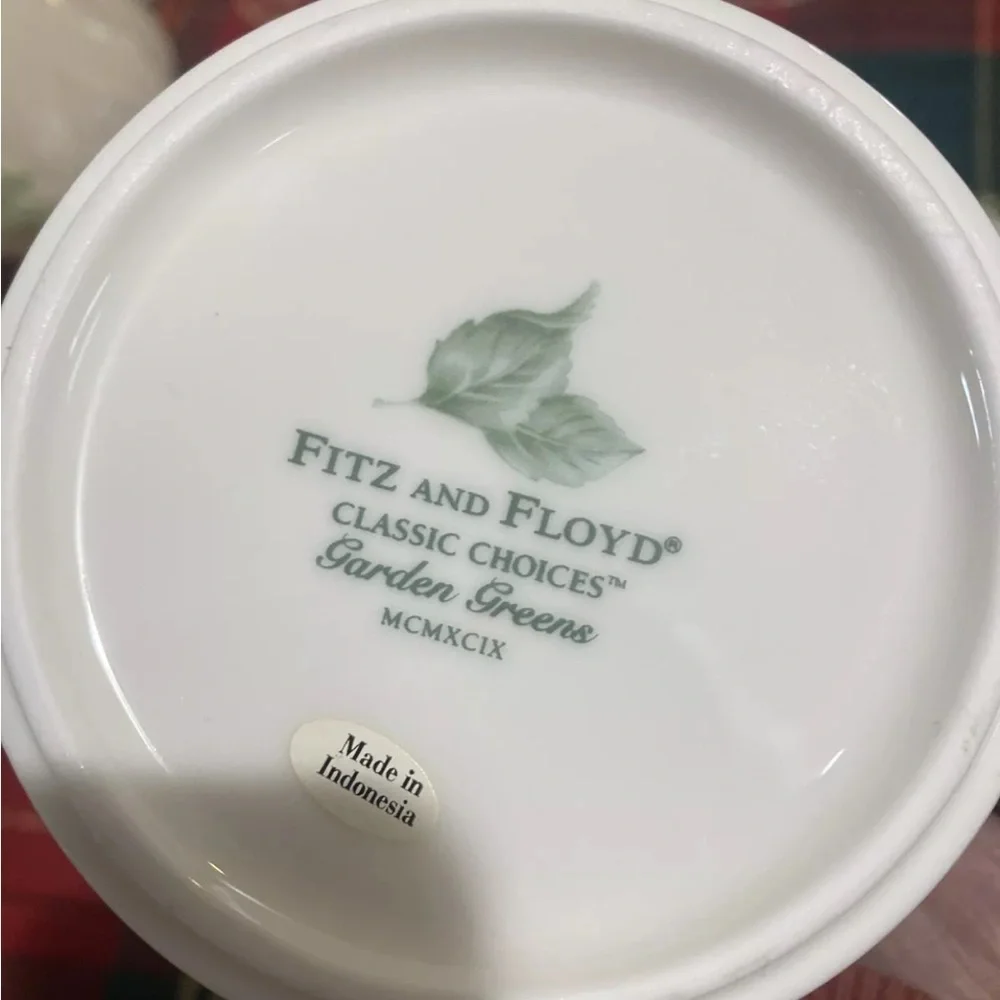 Fitz & Floyd GARDEN GREENS‎ 4 Piece place setting Criss Cross Pattern